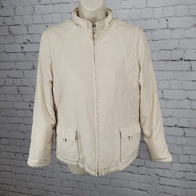 Lyle & Scott Beige Duck Down Insulated Quilted Full Zip Jacket Small S