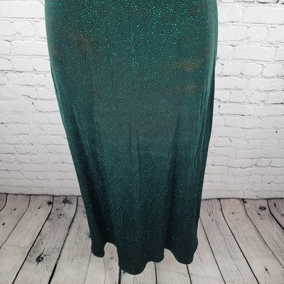 VTG Susan Roselli Vijack Dark Green Glitter Strappy Maxi Dress USA Made Size 4