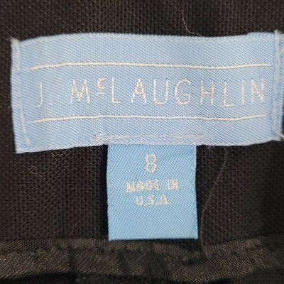 J. McLaughlin Black Cotton Grommet Mid Rise Cropped Pants USA Made 8 (30x25)