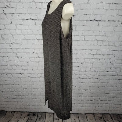 VTG Perceptions Black Check Unlined Sleeveless Dress Size USA Made Size 14P