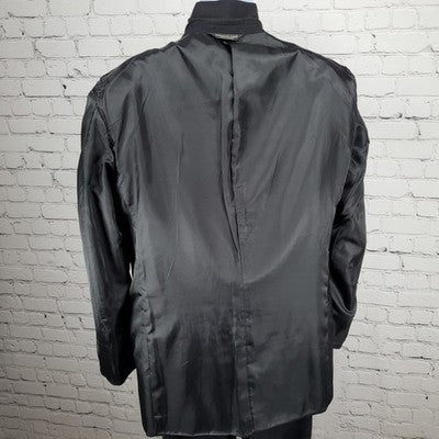 Paulo Solari Black 100% Wool Athletic Fit Full Suit Set Jacket 40L Pants 32x31