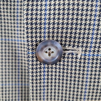 VTG Harold Powell Black Tan Houndstooth 3 Button Notch Blazer Sport Coat USA 42R
