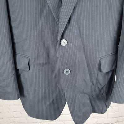 VTG Beall Park Navy Pinstriped 2 Button Vented Notch Blazer Sport Coat USA 42