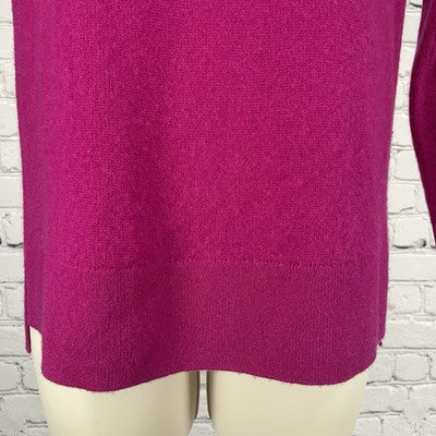 Halogen Pink Fuchsia 100% Cashmere Knit Pullover Crew Neck Sweater Petite XS
