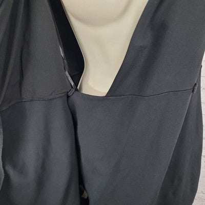 Ann Taylor Black Sleeveless Shawl Collar Wrap Snap Stretch Sheath Dress 6