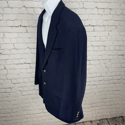 VTG Just Men’s Navy Textured 2 Gold Button Ventless Blazer Sport Coat Size 42L