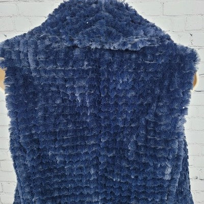NVLT Blue Faux Fur Open Pockets Sleeveless Soft Fuzzy Lined Vest Jacket XS