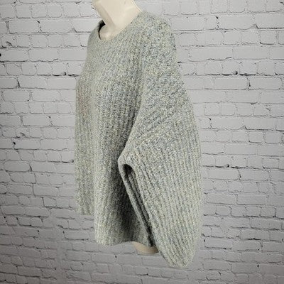 World Market Grey Crew Neck Pullover Balloon Sleeve Oversized Knit Sweater O/S