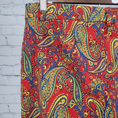 Lauren Ralph Lauren Multicolor Paisley Stretch Mid Rise Tapered Pants 8 (31x29)