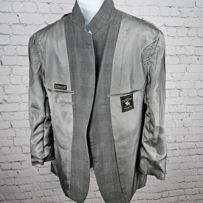 VTG Hart Schaffner Marx Grey Wool Blend Viracle Notch Blazer Sport Coat USA 44R