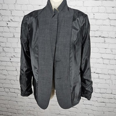 Jones NY Grey Wool Blend Stretch Platinum Easy Care Peak Blazer Suit Jacket 16