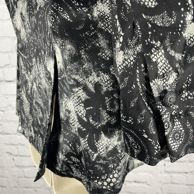Bellatrix Black Lace Printed Lightweight Stretch Blazer Jacket Small S *buttons