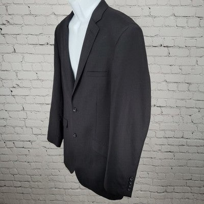 Bachrach Black 100% Wool Modern Fit 2 Button Double Vented Notch Blazer Size 42L