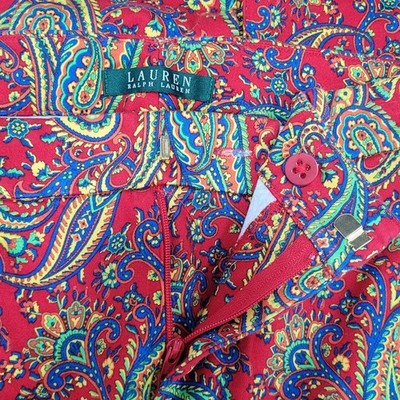 Lauren Ralph Lauren Multicolor Paisley Stretch Mid Rise Tapered Pants 8 (31x29)