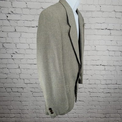 The Texas Clothier Blue Beige Silk Wool Check 2 Button Blazer Sport Coat 41R