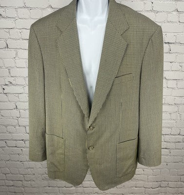 VTG Just Men’s Yellow & Blue Houndstooth 2 Button Blazer Sport Coat Size 44L
