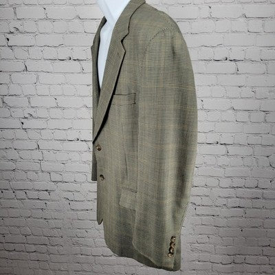 Jos A Bank Black Beige 100% Wool Houndstooth 2 Button Blazer Sport Coat 44R