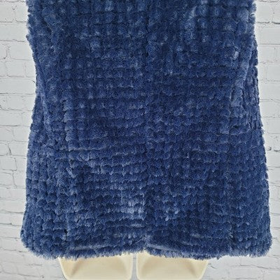 NVLT Blue Faux Fur Open Pockets Sleeveless Soft Fuzzy Lined Vest Jacket XS