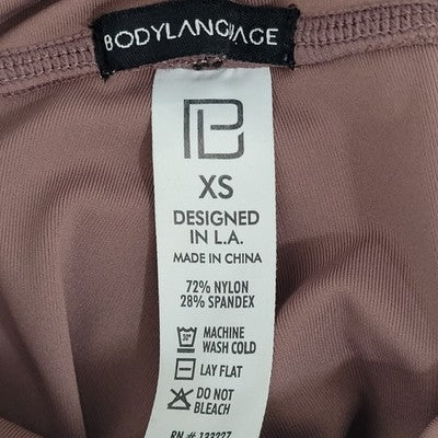 Body Language Purple Stretch Ruched Mesh Yoga Pants Leggings Size XS (22x26)
