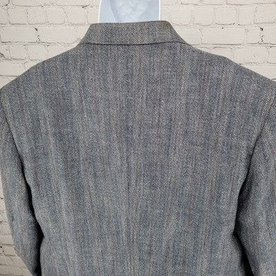 VTG Haggar Imperial Blue Herringbone Gentleman's Fit Blazer USA Made Size 44