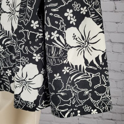 Croft & Barrow Black & White Floral Cotton Stretch Buttoned Lined Jacket Size 14