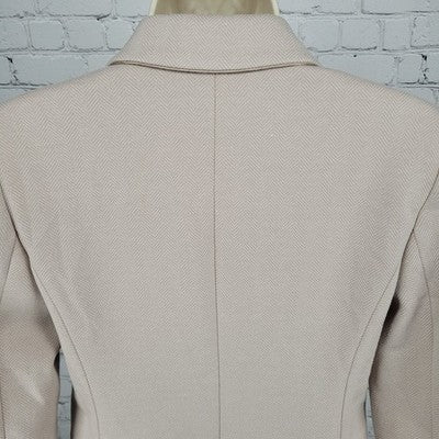 Ann Taylor Beige Herringbone 1 Button Vented Notch Stretch Blazer Suit Jacket 0