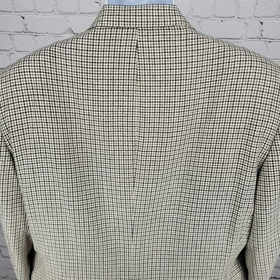 VTG Racquet Club Ivory Tan Houndstooth Blazer Sport Coat USA Made Size 44