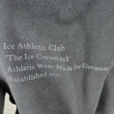 Ice Athletic Club Black 100% Cotton Crewneck Logo Pullover Sweatshirt Large L