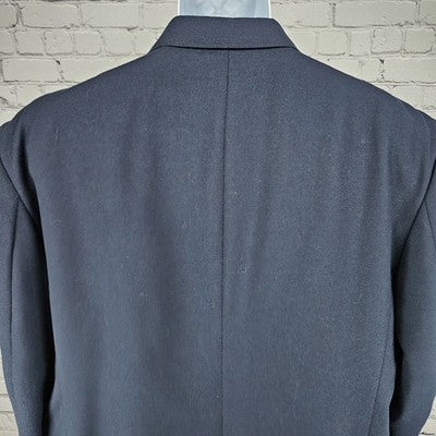 Stafford Navy Worsted Wool Blend 2 Button Vented Notch Blazer Sport Coat 50R