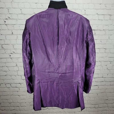 Royal Classic Black Purple Pinstriped 2 Button Notch Blazer Sport Coat USA 45L