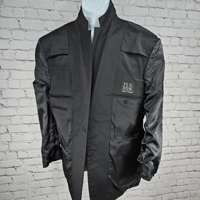 Jos A Bank Black 100% Wool Tailored Fit Travelers 2 Button Blazer Sport Coat 43R