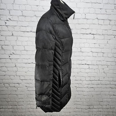 Kenneth Cole Black Down Feathers Insulated Zip Puffer Jacket Coat Parka Small S