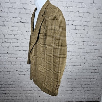 VTG Austin Reed Brown Houndstooth 2 Button Vented Notch Blazer Sport Coat US 44R