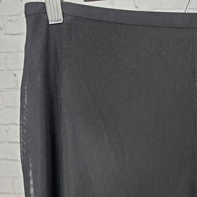 VTG JS Collections Black Mesh Overlay Wide Leg High Rise Pants 6P (27x30)