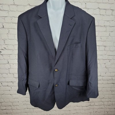 GS Perfect Fit Navy Stretch 2 Button Vented Notch Blazer Sport Coat Size 50R