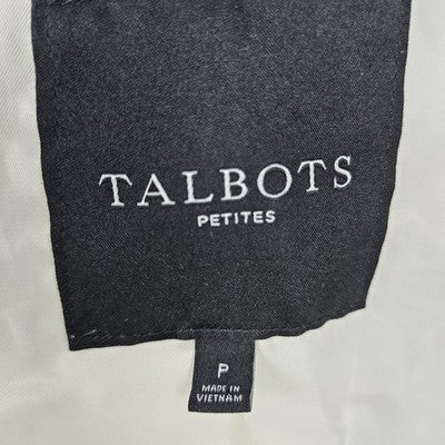 Talbots Ivory Quilted Insulated Lightweight Stand Up Collar Zip Jacket Petite