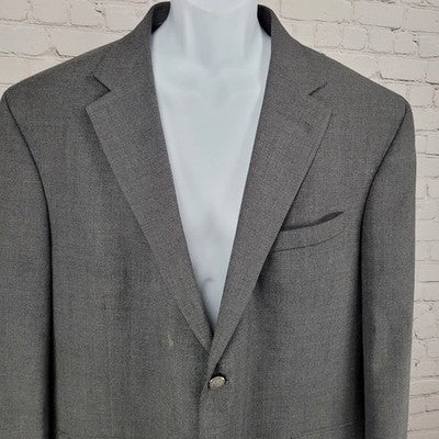 Stafford Grey Worsted Wool Blend 2 Button Notch Blazer Sport Coat Size 48R