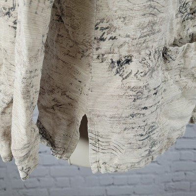 VTG Chico's Design Beige Silk Linen Postcard Long Sleeve Shirt Size 3 US 16