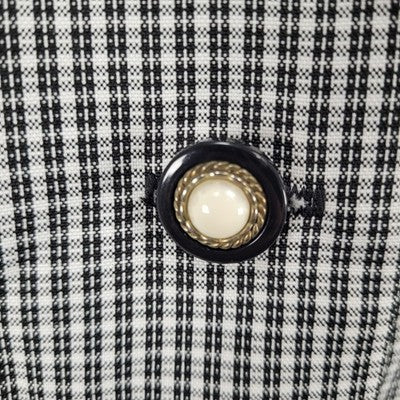 VTG Reina Black White Check Buttoned Lightweight Vest Jacket USA Made Size 24W