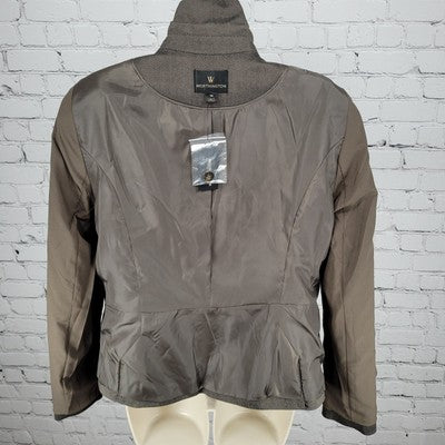 NWT Worthington Brown Herringbone Buttoned Stretch Notch Suit Jacket Size 14