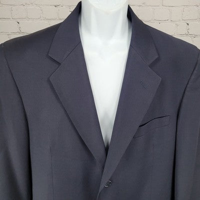 Oleg Cassini Navy 100% Wool 3 Button Ventless Notch Blazer Sport Coat 42L