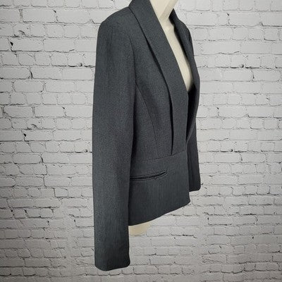 Ann Taylor Grey Hook & Loop Shawl Lapel Lined Stretch Suit Jacket 8
