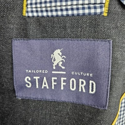 Stafford Grey 100% Wool 2 Button Single Vented Notch Blazer Sport Coat 46R