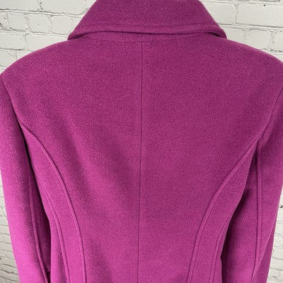 Steve Madden Purple Wool Blend Buttoned Vented Pea Coat Pockets Size Small S