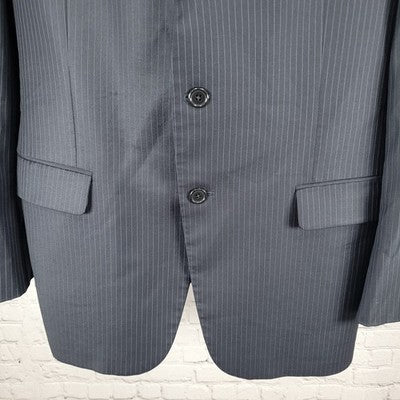 Hickey Freeman Dark Navy 100% Worsted Wool Blazer Sport Coat USA Made Size 42R