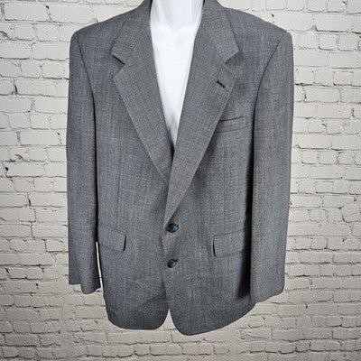VTG Evan Picone Grey Check 2 Button Vented Notch Blazer Sport Coat USA 42R