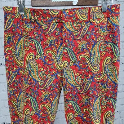 Lauren Ralph Lauren Multicolor Paisley Stretch Mid Rise Tapered Pants 8 (31x29)