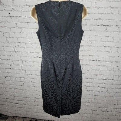 Jay Godfrey Black Leopard Sleeveless Stretch Lined Slit Knee Length Dress 10