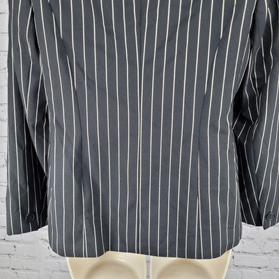Austin Reed Black Striped 100% Worsted Wool Peak Blazer Jacket USA Petite 4P