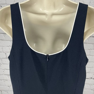 Rena Rowan Saville Black Sleeveless Square Neck Zipped Lined Shift Dress Size 10